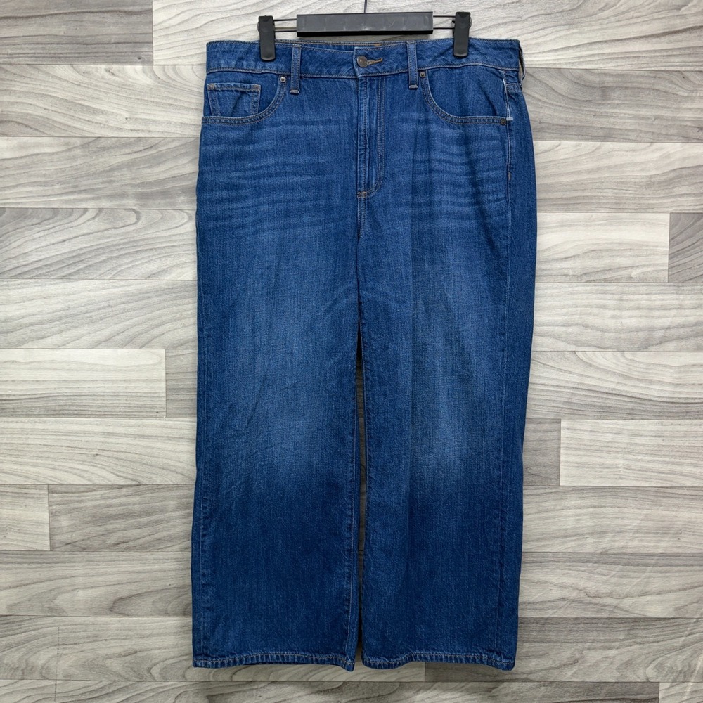 Chico's Wide Cropped Jeans Women's 8/ 1 Blue Denim High Rise Relaxed Stretch